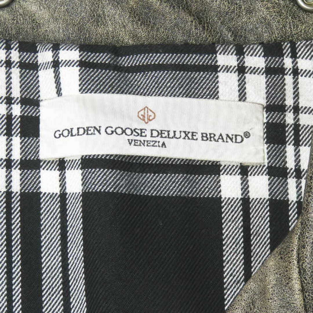 【ちやダメー】 GOLDEN GOOSE - GOLDEN GOOSE ゴールデングース 16AW イタリア製 JACKET CHIODO GOLDEN クラックレザー ダブルライダースジャケット G29MP537-A1 XS ブラック 牛革 カウレザー ヴィンテージ加工 アウターの通販 b エイム