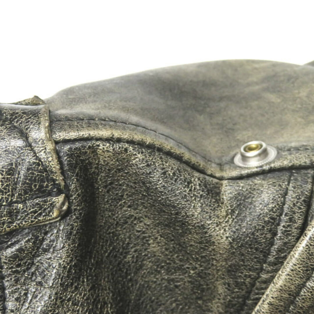 【ちやダメー】 GOLDEN GOOSE - GOLDEN GOOSE ゴールデングース 16AW イタリア製 JACKET CHIODO GOLDEN クラックレザー ダブルライダースジャケット G29MP537-A1 XS ブラック 牛革 カウレザー ヴィンテージ加工 アウターの通販 b エイム
