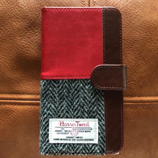 ハリスツイード(Harris Tweed)のハリスツイードスマホカバー手帳型赤(スマホケース)