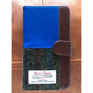 ハリスツイード(Harris Tweed)のハリスツイードスマホケース手帳型青(スマホケース)