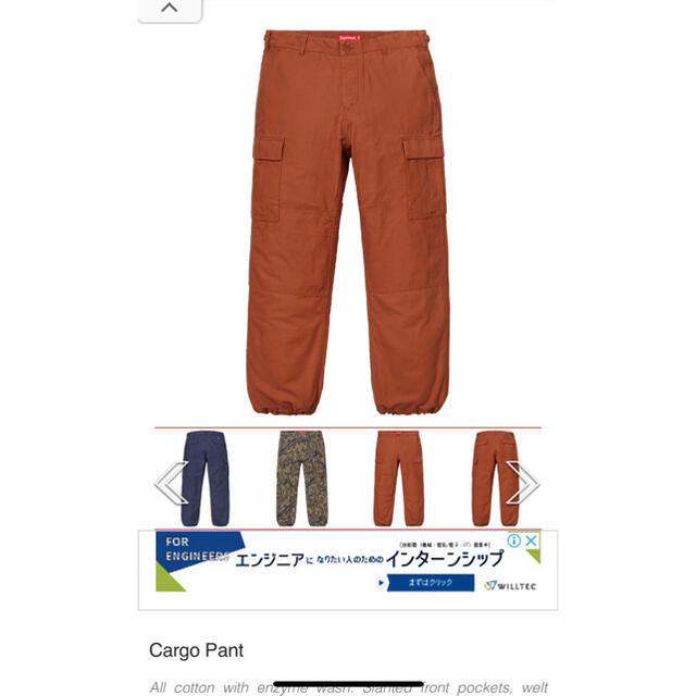 【格安】18fw Cargo Pant Rust【30inc】