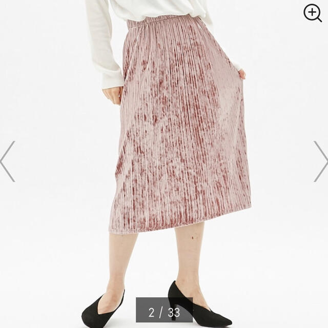 GU(ジーユー)の新品GU クラッシュベロアプリーツスカート レディースのスカート(ひざ丈スカート)の商品写真