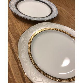 ノリタケ(Noritake)の【未使用】ノリタケ　アクセントプレートペア　ゴールド&プラチナ(食器)