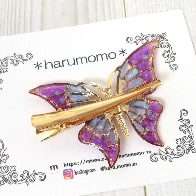 再5】蝶の髪飾り 紫の通販 by ＊harumomo＊｜ラクマ