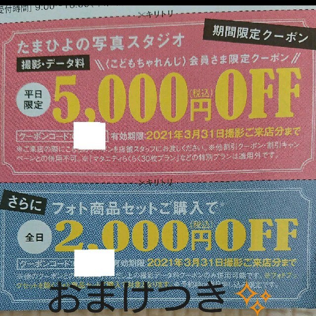 たまひよの写真スタジオ クーポン チケットの優待券/割引券(その他)の商品写真