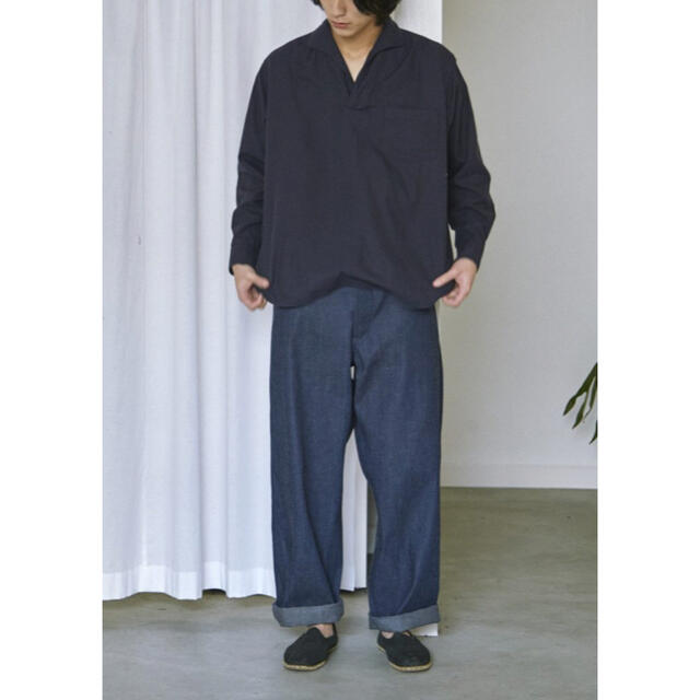 シャツCOMOLI (コモリ) コットンネルスキッパーシャツ NAVY