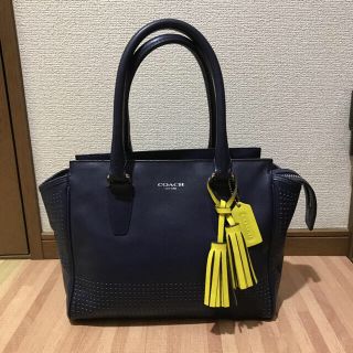 コーチ(COACH)のCOACH  コーチ本革　ネイビー　ハンドバッグ(ハンドバッグ)