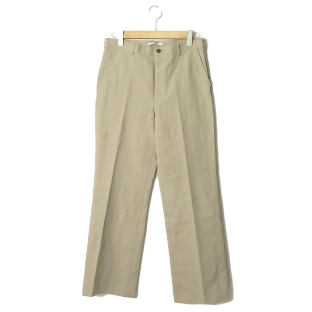 AURALEE(オーラリー)のAURALEE オーラリー 19AW 日本製 HARD TWIST DOUBLE CLOTH SLACKS ハードツイストダブルクロススラックス A9AP02KB 4 グレーベージュ ボトムス【中古】【AURALEE】 メンズのパンツ(ワークパンツ/カーゴパンツ)の商品写真