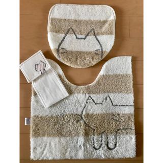 【美品】猫ちゃん トイレマット 3点セット(トイレマット)