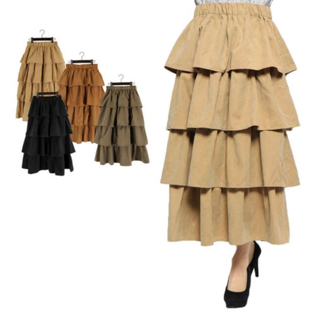 ティアードスカート ベージュ レディースのスカート(ロングスカート)の商品写真