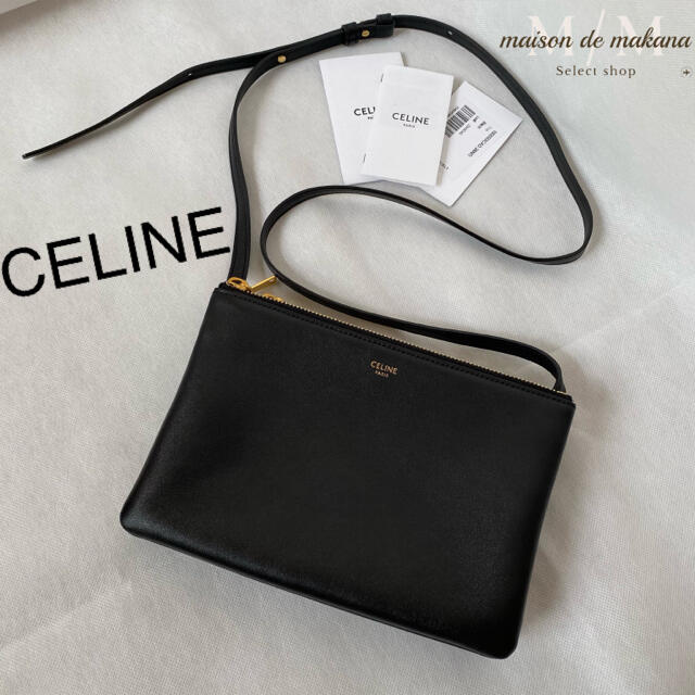 celine(セリーヌ)の極美品❤CELINE セリーヌ トリオ スモール ショルダーバッグ 黒 ブラック レディースのバッグ(ショルダーバッグ)の商品写真