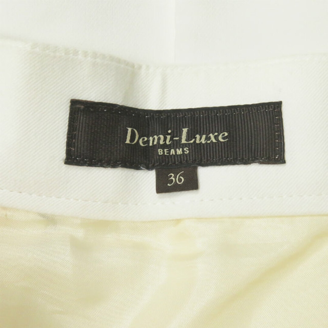 Demi-Luxe BEAMS(デミルクスビームス)のDemi-Luxe BEAMS デミルクス ビームス 日本製 コットンポリエステルプリーツタックスカート 68-27-0182-489 36 ホワイト フレア ボトムス【中古】【Demi-Luxe BEAMS】 レディースのスカート(ひざ丈スカート)の商品写真