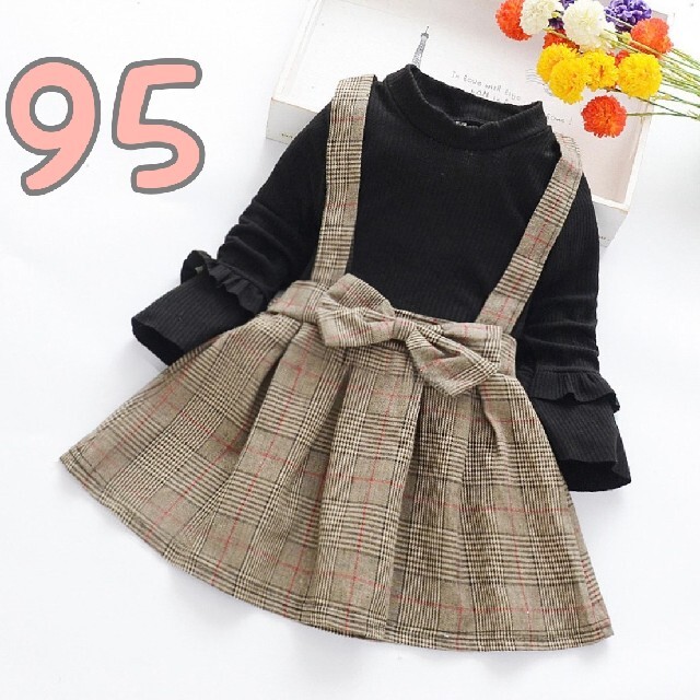 新品未使用 トレンド グレンチェック ワンピース フォーマル キッズ 95 キッズ/ベビー/マタニティのキッズ服女の子用(90cm~)(ワンピース)の商品写真