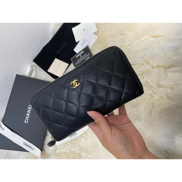 CHANEL(シャネル)の【美品】CHANEL シャネル 長財布 キャビアスキン ブラック レディースのファッション小物(財布)の商品写真