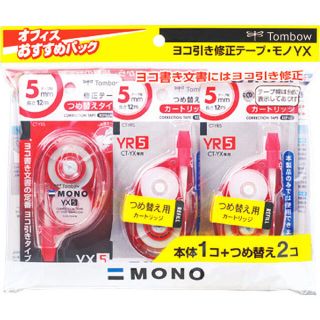 トンボエンピツ(トンボ鉛筆)のMONO 修正テープ　5mm幅　本体1+詰め替え2個セット(消しゴム/修正テープ)