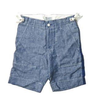 KENNETH FIELD ケネスフィールド 20SS 日本製 CEREMONY 2 SHORTS -BLUE- セレモニーショーツ リネンサージ S ブルー サイドライン 側章 ボトムス【中古】【KENNETH FIELD】(ショートパンツ)