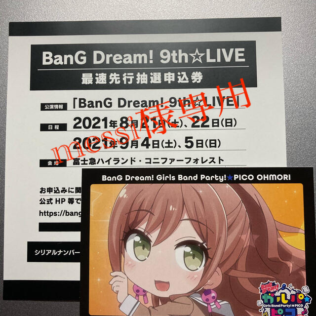 「BanG Dream!9th☆LIVE」最速先行抽選申込券 チケットのイベント(声優/アニメ)の商品写真