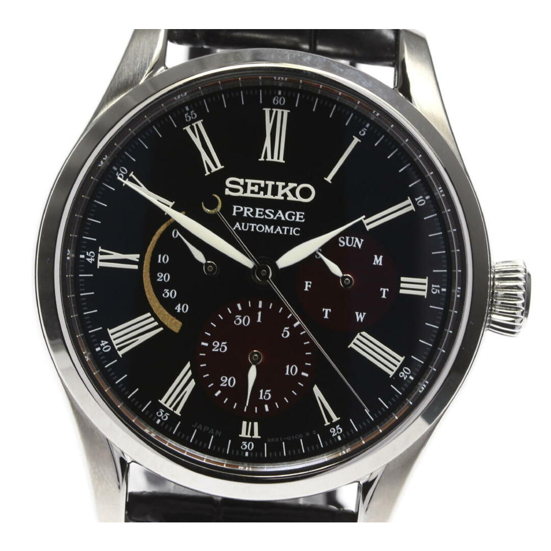 ☆美品 箱付き【SEIKO】セイコー プレサージュ 漆・白檀塗限定モデル パワーリザーブ SARW045/6R21-01F0 自動巻き メンズ【ev20】