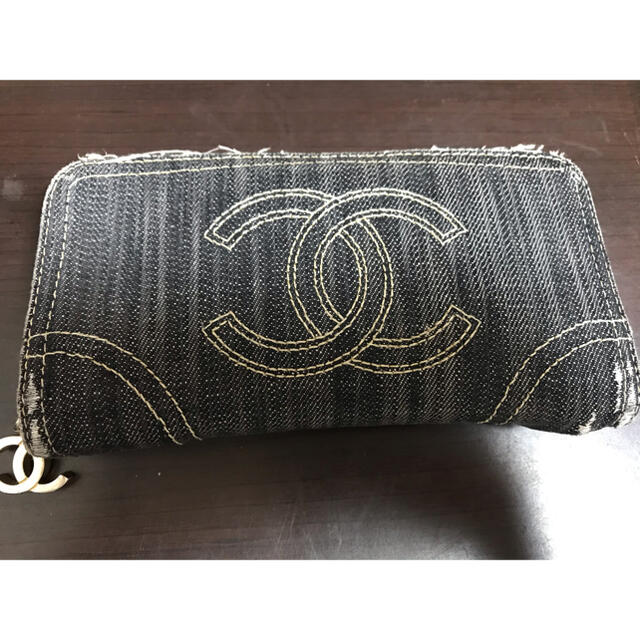 CHANEL シャネル デニム ラウンドファスナー ココマーク 長財布 - 財布