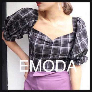 エモダ(EMODA)のEMODA エモダ 2WAY オフショルダーボリュームスリーブ チェックブラウス(シャツ/ブラウス(長袖/七分))