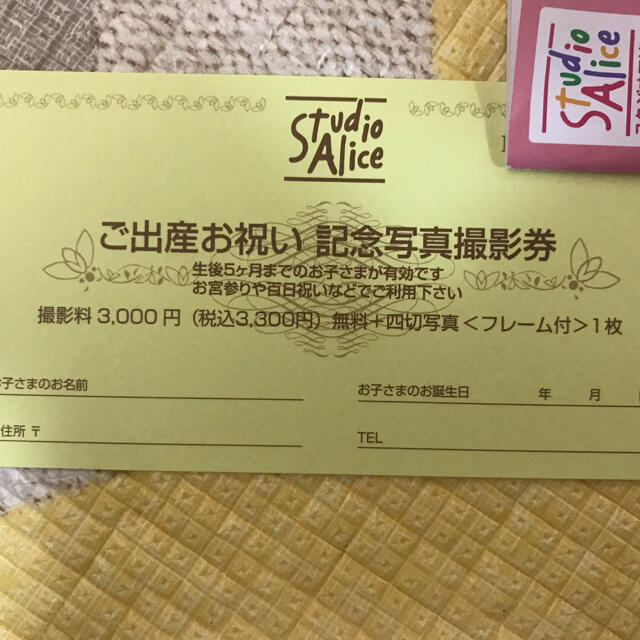 なおちん様専用スタジオアリス  ご出産お祝い記念写真撮影券 キッズ/ベビー/マタニティのメモリアル/セレモニー用品(アルバム)の商品写真