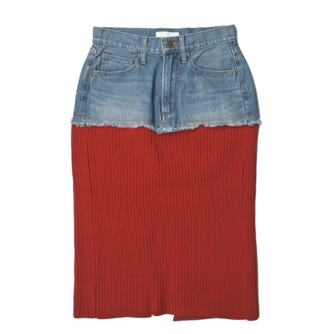 PHEENY フィーニー 18AW 日本製 DENIM×RIB KNIT SKIRT(RED) デニム x リブニットスカート PA18-SK04 2 レッド ドッキング ボトムス【新古品】【PHEENY】