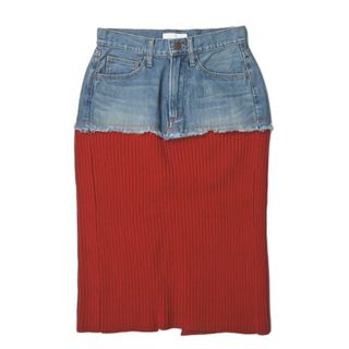 フィーニー(PHEENY)のPHEENY フィーニー 18AW 日本製 DENIM×RIB KNIT SKIRT(RED) デニム x リブニットスカート PA18-SK04 2 レッド ドッキング ボトムス【新古品】【中古】【PHEENY】(ひざ丈スカート)