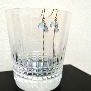 エテ(ete)のハンドメイド　ピアス　ブルートパーズ　アメシスト　天然石(ピアス)