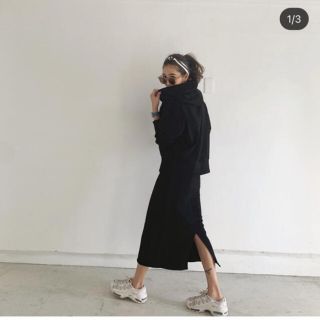 ZARA - cheri スエットパーカータイトスカートセットアップ【ブラック