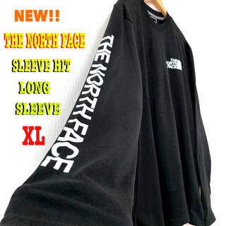 ザノースフェイス(THE NORTH FACE)のユニセックス ♪ XL相当 新品 ノースフェイス ロンT 黒 アームロゴ(Tシャツ/カットソー(七分/長袖))