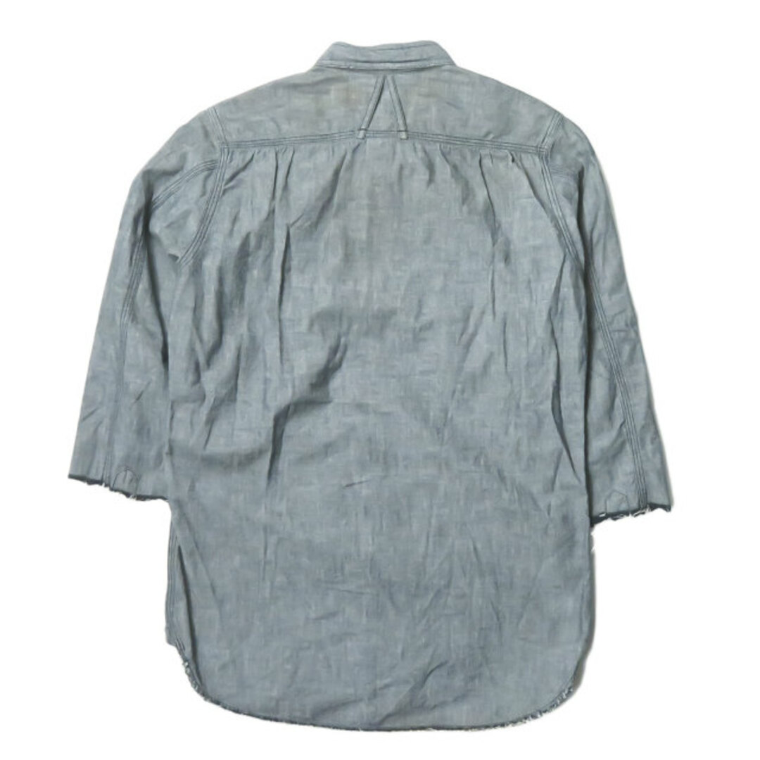 UNUSED(アンユーズド)のUNUSED アンユーズド DUNGAREE QUARTER-SLEEVE DAMAGE SHIRT ダンガリー カットオフダメージシャツ US0372 1 ネイビー 七分袖 バイオウォッシュ トップス【中古】【UNUSED】 メンズのトップス(シャツ)の商品写真