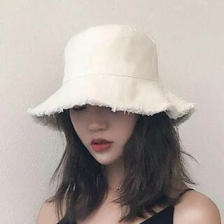 フリンジハット レディース バケットハット 白 黒 ハット 帽子 韓国 メンズ(ハット)
