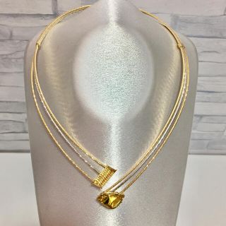 未使用 シトリン 大粒 K18 3連ネックレス ムンシュタイナー(ネックレス)