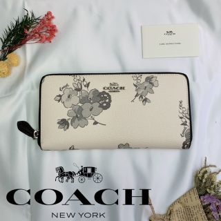 コーチ(COACH)の【送料無料】コーチ　coach 花柄　白黒　モノクロ　美品　長財布(財布)