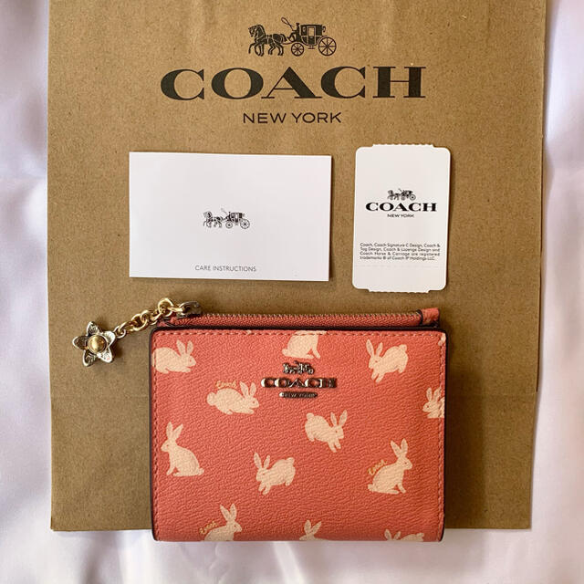 COACH - COACH コーチ 二つ折り財布 財布 コインケース うさぎ柄 ウサギ ピンクの通販 by mimiru shop ★ 翌日お