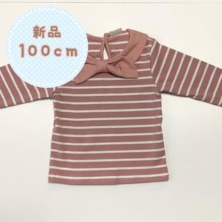 【新品】トップス キッズ 100cm ピンク ボーダー 子供服(Tシャツ/カットソー)
