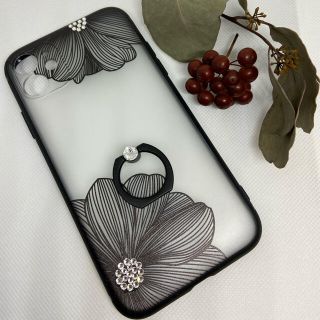 ジャスミン様専用　シックなブラックフラワー　スマホケース☆iPhone11(スマホケース)