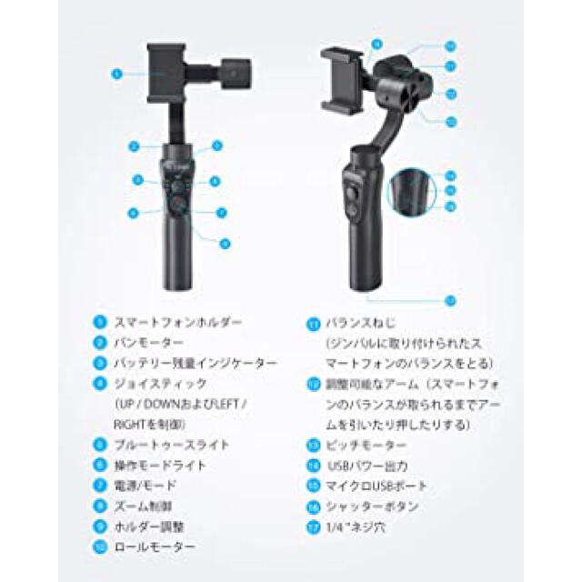 GoPro(ゴープロ)の【2/1限定値下げ！！】blitzwolf スマホ用 3軸 スタビライザー スマホ/家電/カメラのスマホアクセサリー(その他)の商品写真