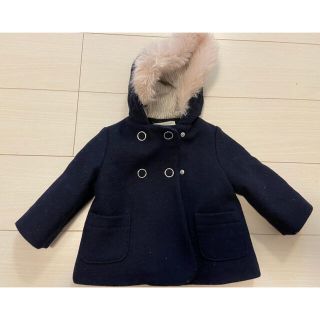 ザラキッズ(ZARA KIDS)の♪Zara baby♪ファー付きコート　ネイビー(ジャケット/コート)