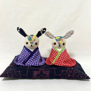 ミナペルホネン(mina perhonen)のうさぎちゃんの雛人形 εïз ハンドメイド ミナペルホネン 雛人形 お雛様 古布(人形)