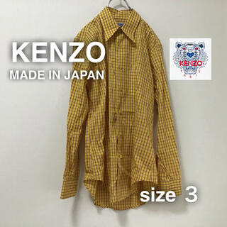 ケンゾー(KENZO)のKENZO ケンゾー　ストラップシャツ　ボタン　3 L イエロー　ピンク　日本製(シャツ)