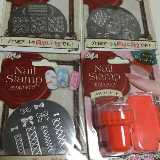 ネイルスタンプ人気の３枚、スタンパー付き(ネイル用品)