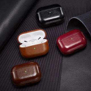 【大人気 】AirPods Pro  Bluetooth イヤホン  革ケース(ヘッドフォン/イヤフォン)