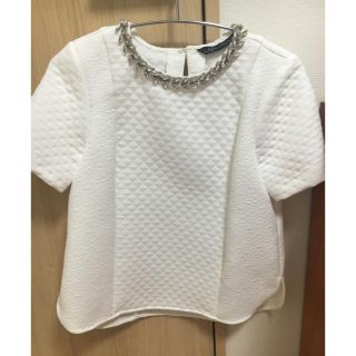 ザラ(ZARA)のZARA 襟ビジュートップス(シャツ/ブラウス(半袖/袖なし))