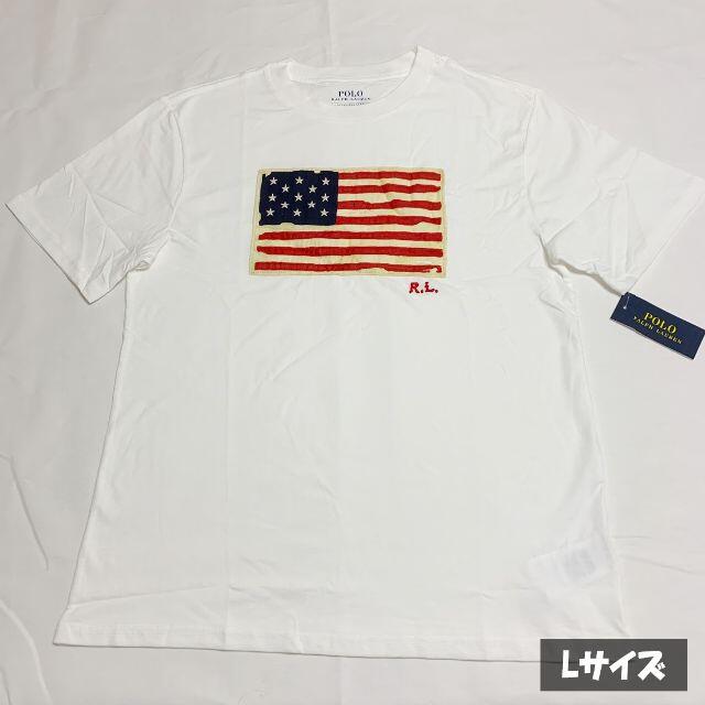 POLO RALPH LAUREN(ポロラルフローレン)の大人も着られる！ラルフローレン 星条旗 Tシャツ ホワイト Lサイズ キッズ/ベビー/マタニティのキッズ服男の子用(90cm~)(Tシャツ/カットソー)の商品写真