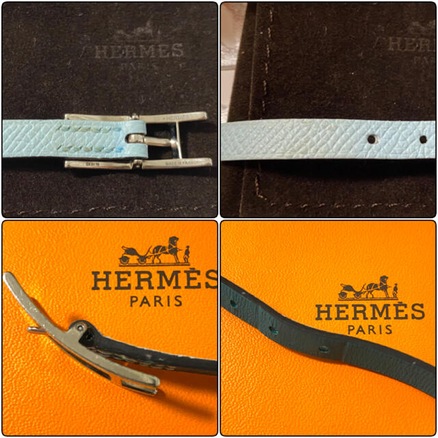 Hermes(エルメス)の箱・保存袋付き✨【美品】HERMES エルメス　レザーブレスレット　グリーン レディースのアクセサリー(ブレスレット/バングル)の商品写真
