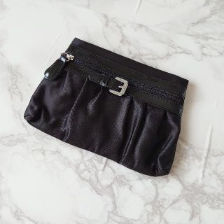 ディオール(Dior)の【Dior ディオール】＊新品未使用＊飾りベルト付ポーチ ブラックサテン 限定品(ポーチ)