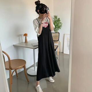 エンビールック(ENVYLOOK)のサロペット オールインワン ワイドパンツ　ブラック　黒　韓国ファッション(サロペット/オーバーオール)