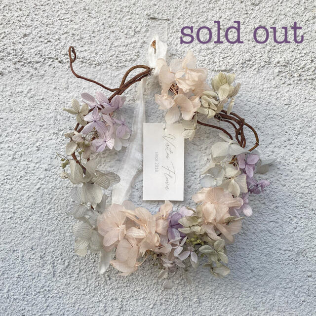 sold out！！【限定1個】プリザーブドフラワー紫陽花リース　ピンクのサムネイル