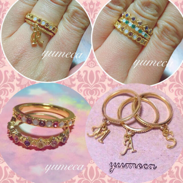 華奢イニシャルとスワロ2連リング💓💍 レディースのアクセサリー(リング(指輪))の商品写真